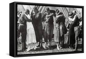 WWI, Doughboys Kiss Sweethearts Goodbye-Science Source-Framed Stretched Canvas