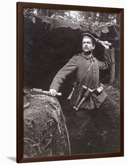 WWI German Grenadier Armed with Stick Grenades, 1915-German photographer-Framed Photographic Print