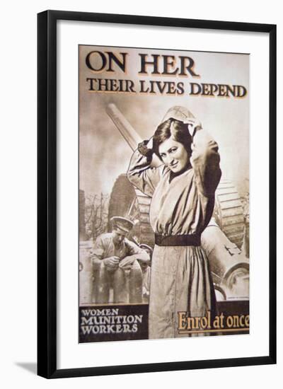 Wwi Poster Encouraging Women Munition Workers, C.1914-18-null-Framed Giclee Print