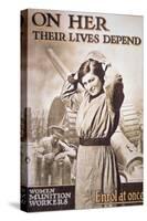 Wwi Poster Encouraging Women Munition Workers, C.1914-18-null-Stretched Canvas