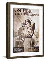 Wwi Poster Encouraging Women Munition Workers, C.1914-18-null-Framed Giclee Print