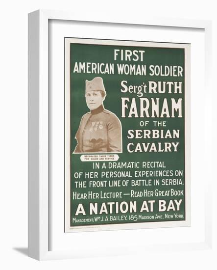 Wwi Poster for Lecture-Ruth Farnam-Framed Giclee Print