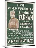 Wwi Poster for Lecture-Ruth Farnam-Mounted Giclee Print