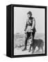 WWI Sergeant and Dog Wearing Gas Masks Photograph-Lantern Press-Framed Stretched Canvas