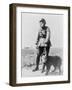 WWI Sergeant and Dog Wearing Gas Masks Photograph-Lantern Press-Framed Art Print