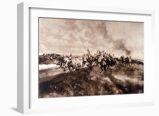 WWI, Uhlans Attack Convoy-null-Framed Art Print