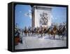 WWI Victory Parade Passing Through the Arc De Triomphe Led by French Marshals Joffre and Foch-Francois Flameng-Framed Stretched Canvas