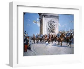 WWI Victory Parade Passing Through the Arc De Triomphe Led by French Marshals Joffre and Foch-Francois Flameng-Framed Giclee Print