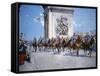 WWI Victory Parade Passing Through the Arc De Triomphe Led by French Marshals Joffre and Foch-Francois Flameng-Framed Stretched Canvas