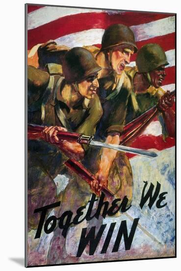 WWII: Biracial Unity Poster-null-Mounted Giclee Print