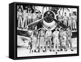 WWII Boyington and Black Sheep Crew 1944-null-Framed Stretched Canvas