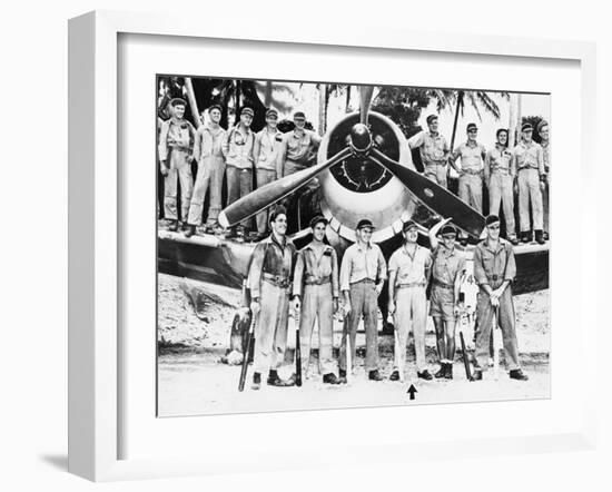 WWII Boyington and Black Sheep Crew 1944-null-Framed Premium Photographic Print