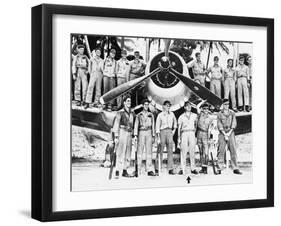 WWII Boyington and Black Sheep Crew 1944-null-Framed Photographic Print