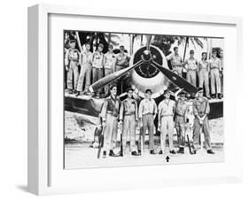 WWII Boyington and Black Sheep Crew 1944-null-Framed Photographic Print