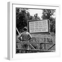 WWII Era Billboard at Oak Ridge Facility Warn Workers to Keep silent of anything seen or Heard here-Ed Clark-Framed Premium Photographic Print