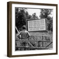 WWII Era Billboard at Oak Ridge Facility Warn Workers to Keep silent of anything seen or Heard here-Ed Clark-Framed Photographic Print