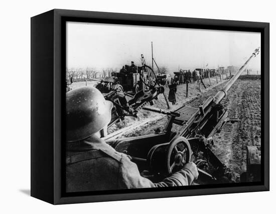 WWII German Anti Aircraft Crew-null-Framed Stretched Canvas