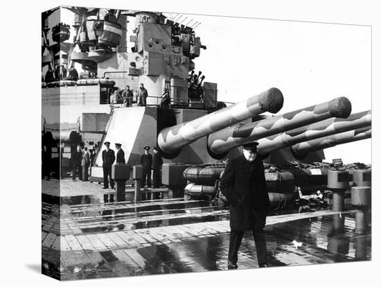 WWII Hms Wales Churchill-null-Stretched Canvas