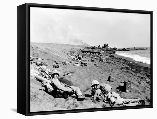 WWII Iwo Jima U.S. Invasion-Joe Rosenthal-Framed Stretched Canvas