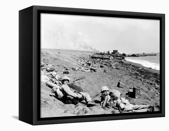 WWII Iwo Jima U.S. Invasion-Joe Rosenthal-Framed Stretched Canvas