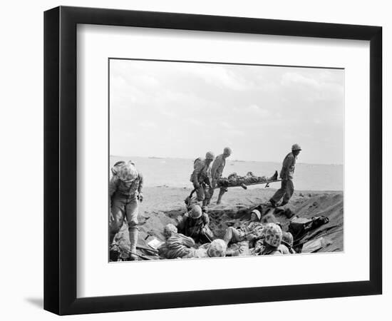 WWII Iwo Jima U.S. Invasion-Joe Rosenthal-Framed Photographic Print