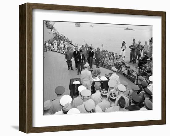 WWII Japan Surrenders 1945-Max Desfor-Framed Premium Photographic Print