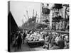 WWII London Docks-null-Stretched Canvas