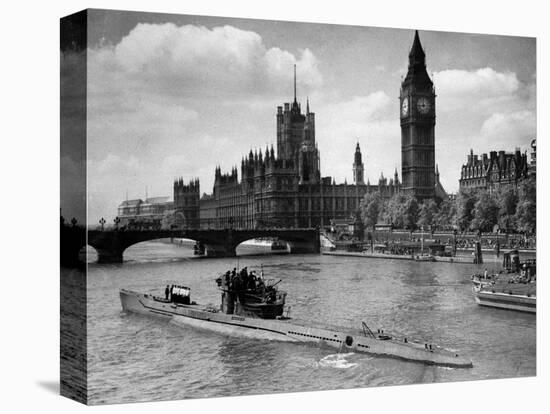 WWII London Thames U-Boat 1945-null-Stretched Canvas