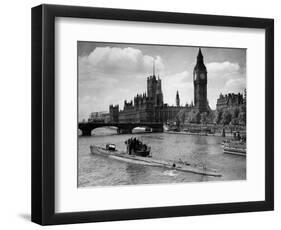 WWII London Thames U-Boat 1945-null-Framed Photographic Print