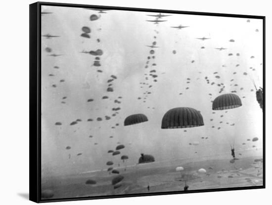 WWII Parachutes over Holland-null-Framed Stretched Canvas