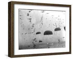 WWII Parachutes over Holland-null-Framed Premium Photographic Print