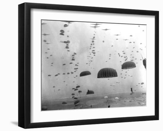 WWII Parachutes over Holland-null-Framed Premium Photographic Print