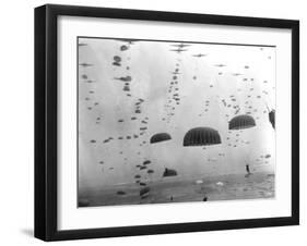 WWII Parachutes over Holland-null-Framed Premium Photographic Print