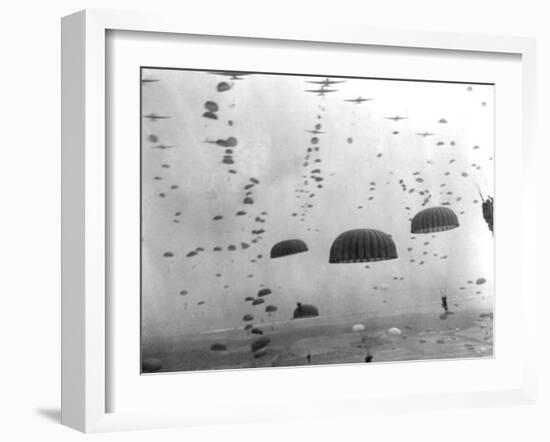WWII Parachutes over Holland-null-Framed Premium Photographic Print
