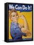 WWII Patriotic "We Can Do It" Poster by J. Howard Miller Featuring Woman Factory Workers-null-Framed Stretched Canvas