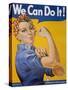 WWII Patriotic "We Can Do It" Poster by J. Howard Miller Featuring Woman Factory Workers-null-Stretched Canvas