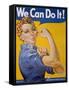 WWII Patriotic "We Can Do It" Poster by J. Howard Miller Featuring Woman Factory Workers-null-Framed Stretched Canvas