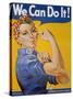 WWII Patriotic "We Can Do It" Poster by J. Howard Miller Featuring Woman Factory Workers-null-Stretched Canvas