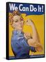 WWII Patriotic "We Can Do It" Poster by J. Howard Miller Featuring Woman Factory Workers-null-Framed Stretched Canvas