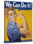 WWII Patriotic "We Can Do It" Poster by J. Howard Miller Featuring Woman Factory Workers-null-Stretched Canvas