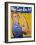 WWII Patriotic "We Can Do It" Poster by J. Howard Miller Featuring Woman Factory Workers-null-Framed Photographic Print