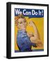 WWII Patriotic "We Can Do It" Poster by J. Howard Miller Featuring Woman Factory Workers-null-Framed Photographic Print