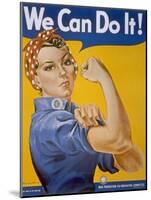 WWII Patriotic "We Can Do It" Poster by J. Howard Miller Featuring Woman Factory Workers-null-Mounted Photographic Print
