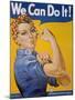 WWII Patriotic "We Can Do It" Poster by J. Howard Miller Featuring Woman Factory Workers-null-Mounted Photographic Print