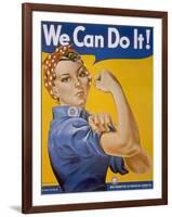 WWII Patriotic "We Can Do It" Poster by J. Howard Miller Featuring Woman Factory Workers-null-Framed Photographic Print