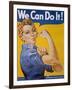 WWII Patriotic "We Can Do It" Poster by J. Howard Miller Featuring Woman Factory Workers-null-Framed Photographic Print