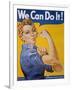 WWII Patriotic "We Can Do It" Poster by J. Howard Miller Featuring Woman Factory Workers-null-Framed Photographic Print