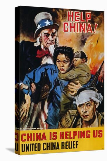 WWII Poster: "Help China"-James Montgomery Flagg-Stretched Canvas