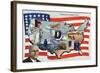 WWII Promotion - Democracy in Action, FDR by US Flag-Lantern Press-Framed Art Print