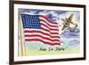 WWII Promotion - Keep 'em Flying, US Flag and Bomber-Lantern Press-Framed Premium Giclee Print